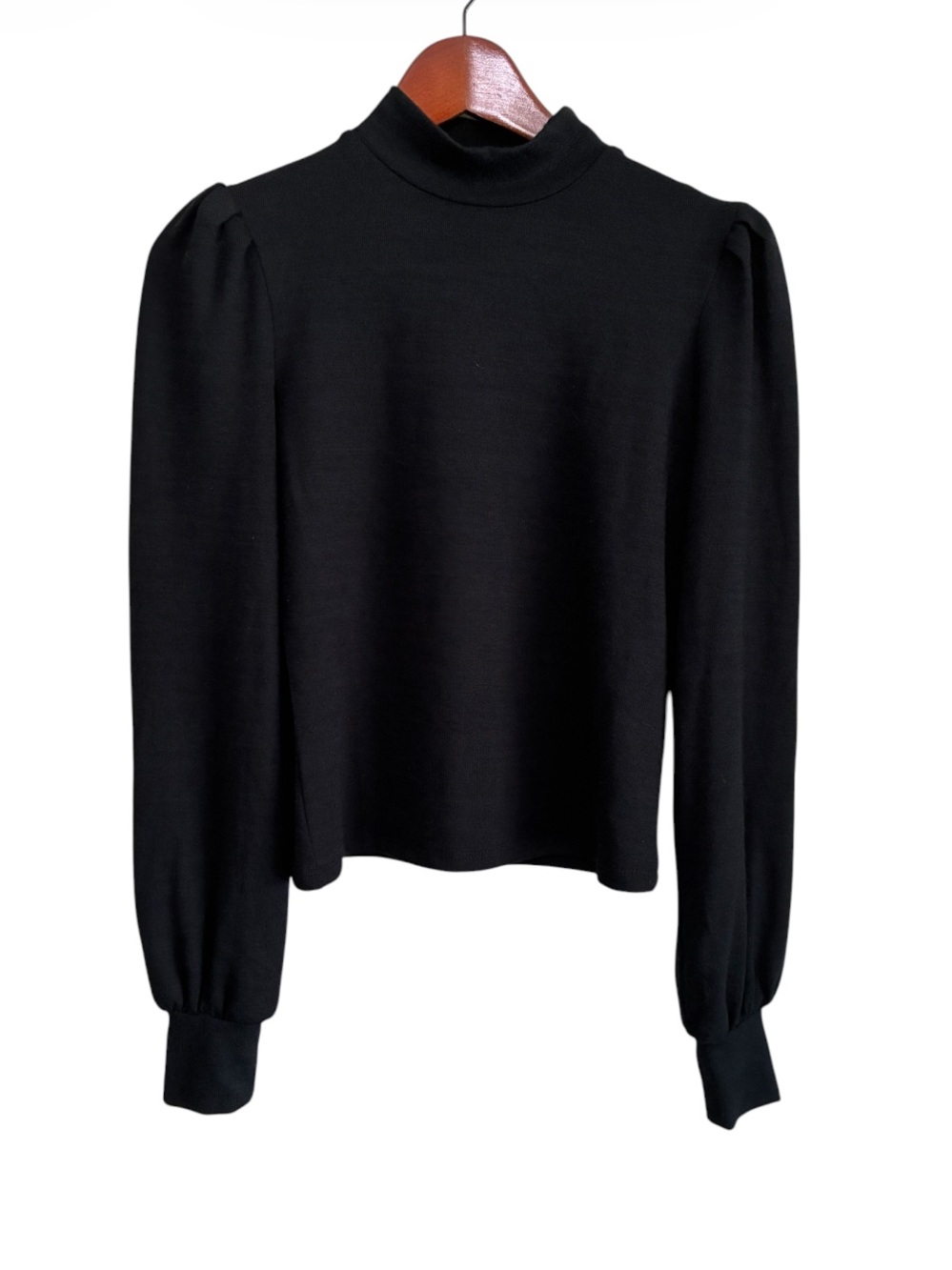 Dynamite Black Mock Neck Puff Sleeve Sweater Size Small